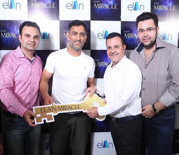 MS Dhoni signs his new address at Elan Miracle, Gurugram Update
